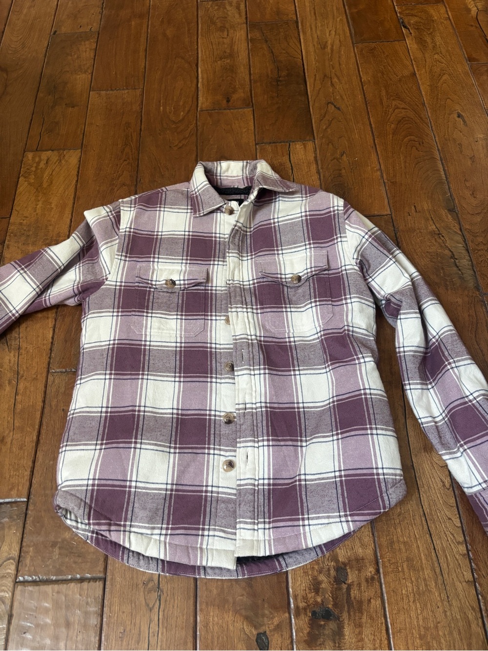 Bonobos Cream & Maroon Plaid Shirt Jacket